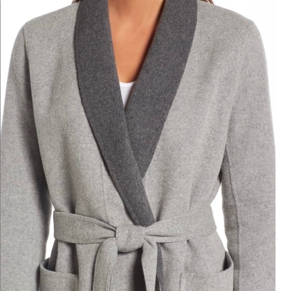 Soia & Kyo Two Tone Grey Shawl Collar Robe Coat - Picture 4 of 16